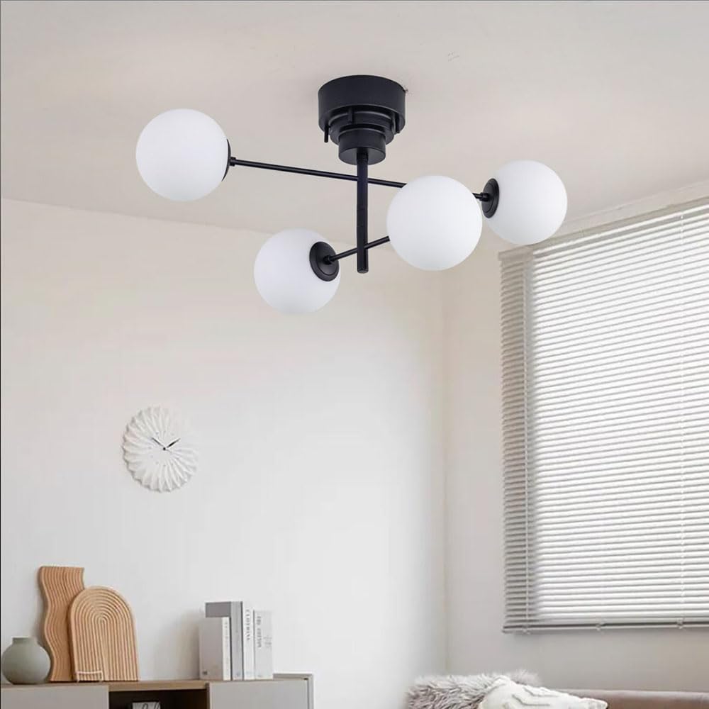 Chende Ceiling Light, Glass, 4-Light, LED Compatible, Pendant Light, Stylish, Scandinavian, Retro, Antique Style, Suitable for Living Room, Dining