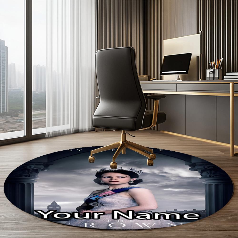 Custom Name The Crown Printed Round Rug Carpet Chair Rug Area Rug Entryway Doormats,for Office Chair Living Room Bedroom Kitchen Room.