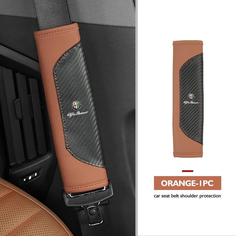 Leather Car Seat Belt Cover Protect Shoulder Strap Padding For Alfa Romeo Giulia 147 Mito 156 159 166 GT Stelvio Brera Volante vs2