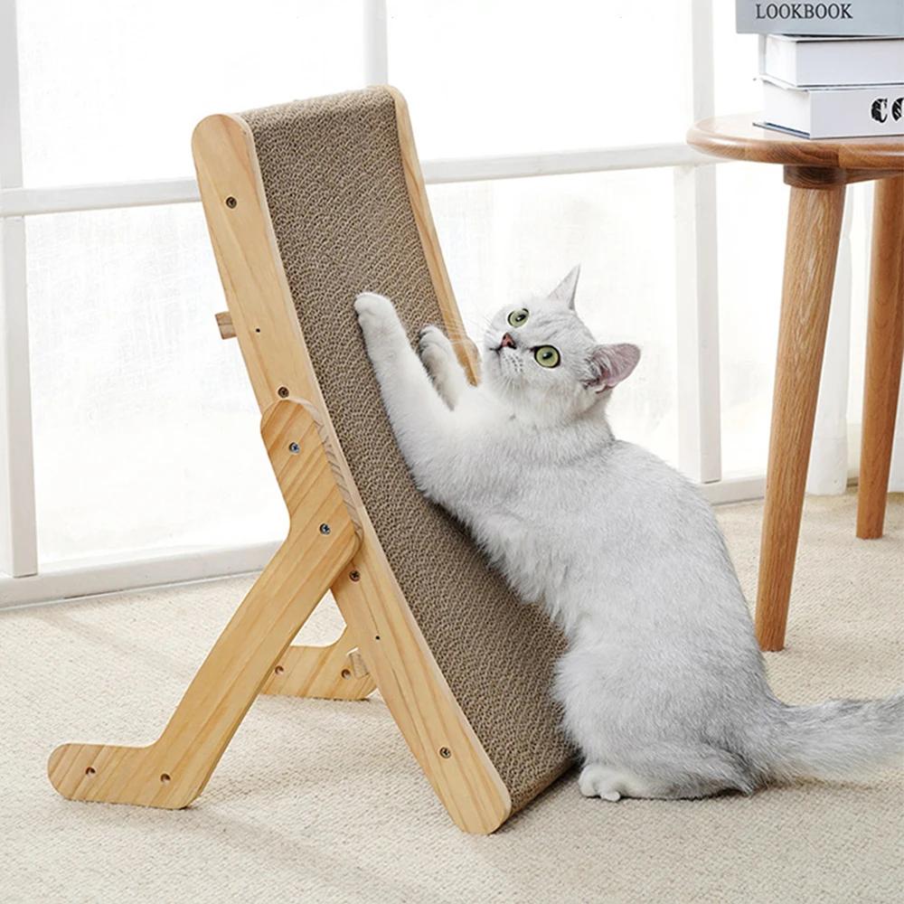 Wooden Frame Kitten Scrapers Scratching Bed Reversible Pet Furniture For Cats 5 in 1 Toys Cat Scratcher Cardboard With Solid