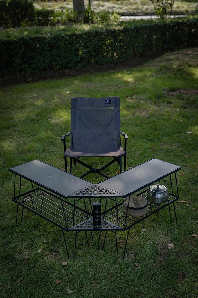 CAMPING MOON Minimal Rack Connecting Corner Extensions with Aluminum Tops, Set of 2, Black, Black Gear, T-229-6C-2P