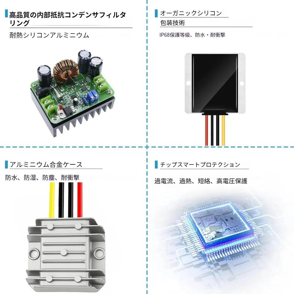 DC 24V To 20A 240W Waterproof DC-DC Converter Back Voltage Regulator for Truck SUV Marine (Input Voltage 15-36V)