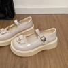 Black French Round Head Shallow Mouth Platform Single Shoes Women's Summer 2025 New Small Leather Shoes Versatile with Skirts Mary Jane Shoes