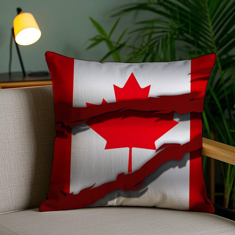 Canada Canadian Flag CA Leaf Pillow Case Sofa Short Plush Double-sided HD Printing Room Home Office Gift Cushion Cover