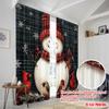 2pcs,2D Plane Printing Curtain Popular Cute Snowman Red Cardinal Christmas (3) Versatile Fabric (without Rod) Home Decor Ldeal