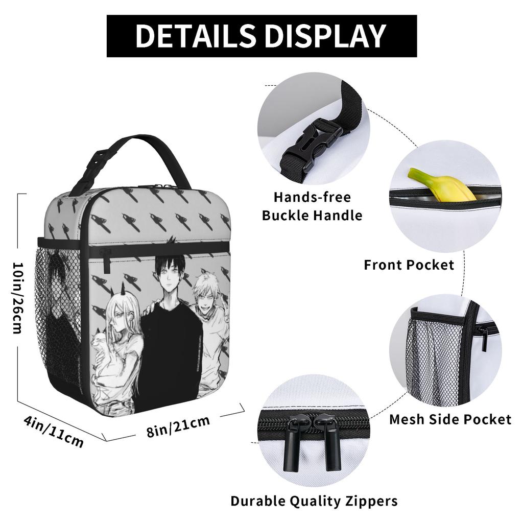 C-Chainsaws Man Manga Insulated Lunch Bag Large  Lunch Container Cooler Bag Tote Lunch Box College  Travel Food Storage Bags