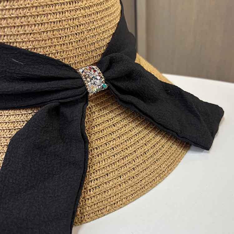 Straw Hat Women Spring and Summer Dome Sunshade Top Hat Sunscreen Sun Hat Fashion Streamer Beach Hat