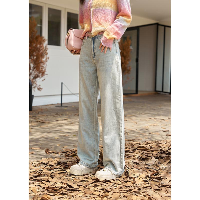 Mishow Jean for Women 2020 Autumn New Vintage 100% Cotton High Waist All-match Loose Commuter Elegant Female Pant MXC39K0101