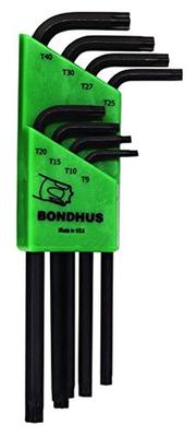 Black Set of 8 [BONDHUS] Torx® L-wrench Tamper-proof Set, Dyed, (TR9, TR10, TR15, TR20, TR25, TR27, TR30, TR40) TR-TL8 No.32434
