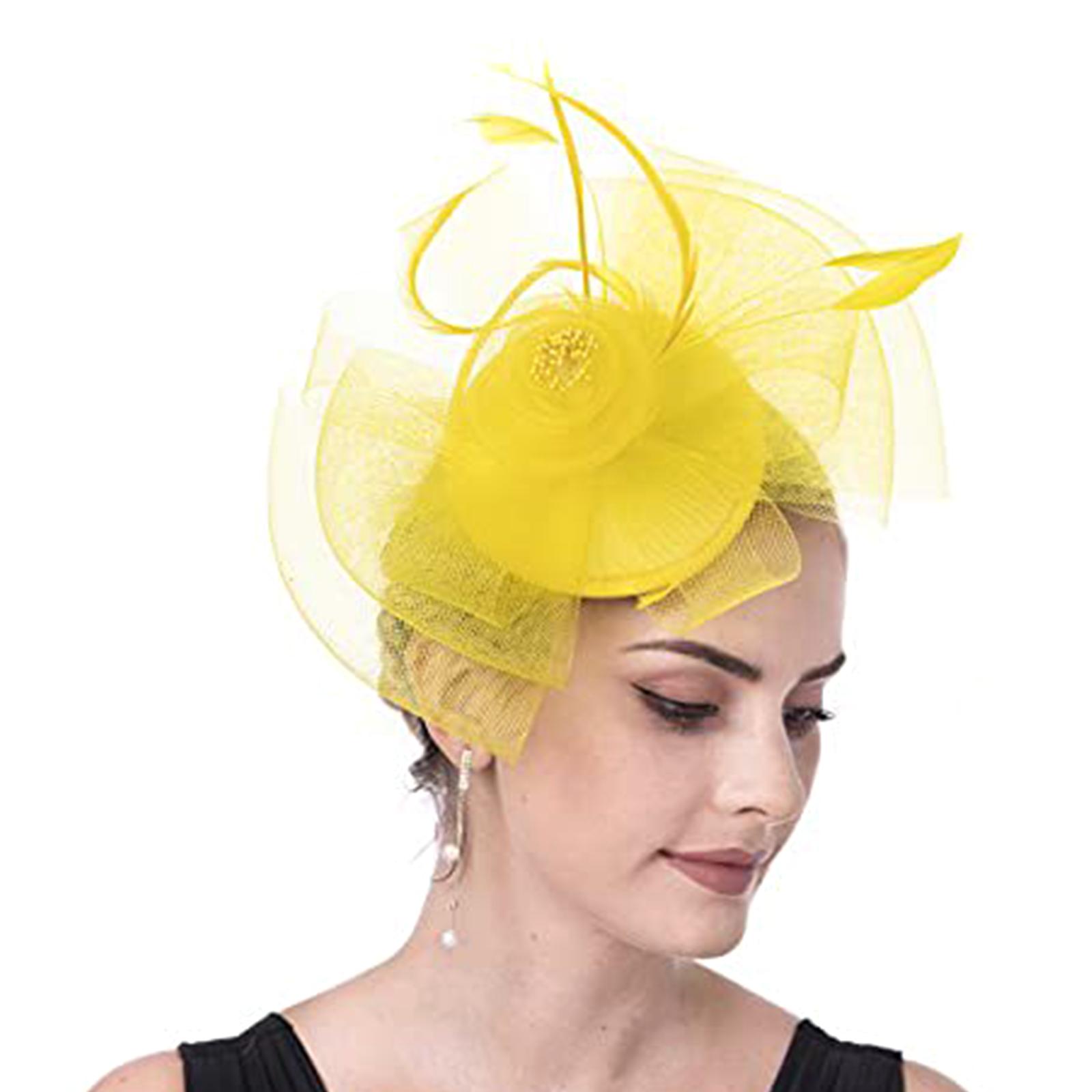 

Headwear with Veil Mrs. Maisel Hat for Christmas New Year Bridal Party 20s Tophat All-match for Bride Wedding жёлтый