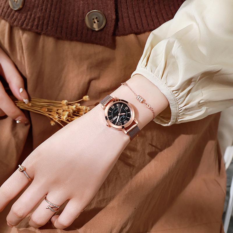 Luxury Small Round Dial Waterproof Luminous Double Calendar Quartz Watch Ladies Business Simple Temperament Watch