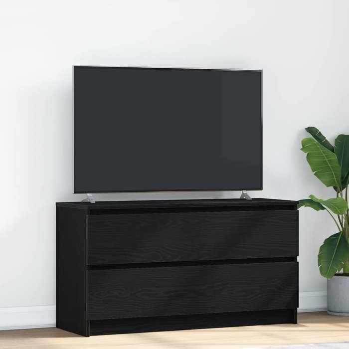 VidaXL Meuble TV noir 100x35x54 cm bois d'ingénierie, banc TV, meuble hifi, centre de divertissement, buffet TV, meuble 861806