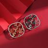 Holle Pruimenbloesem Broche met Rode Zirkonia Witte Strass Steentjes Chinese Stijl Pakken Jassen Sjaals Tassen Insigne