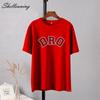 Shellsuning T-shirt da Donna con Stampa Grafica Semplice con Lettere, Estate, Cotone, Maniche Corte, Magliette Casual con Scollo a O, Top Trendy Streetwear