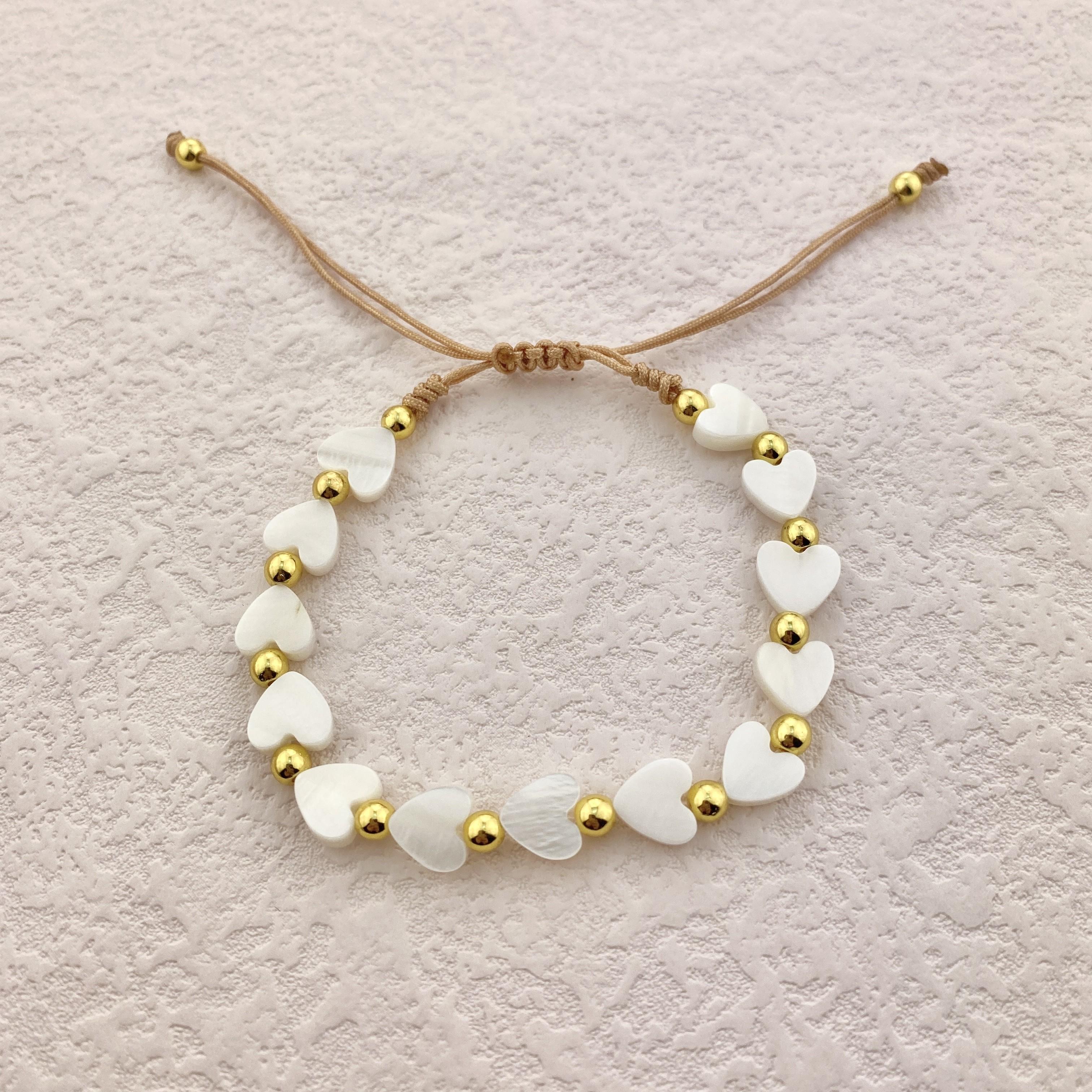 

Летние ювелирные изделия, водонепроницаемые позолоченные браслеты из бисера, аксессуары в форме сердца и звезды для женщин, браслет Handamde для девочек-подростков, подарок