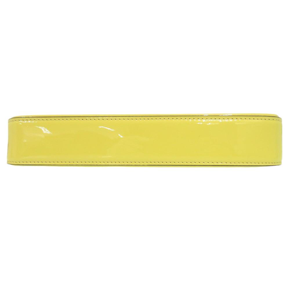 Used AUTHENTIC Christian Louboutin LOUBILA Chain Shoulder Bag Yellow Patent Leather