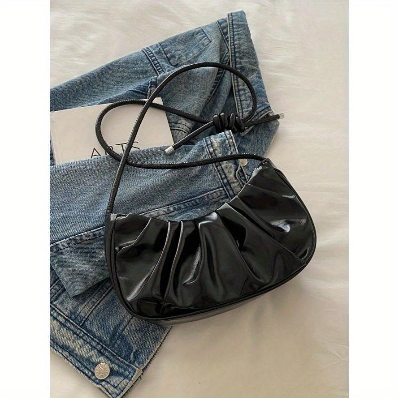 Mode Einfarbig Gold Wolkenplissee PU Damen Handtasche Schlicht Süßer Stil Schultertasche, Umhängetasche. Geeignet zum Einkaufen