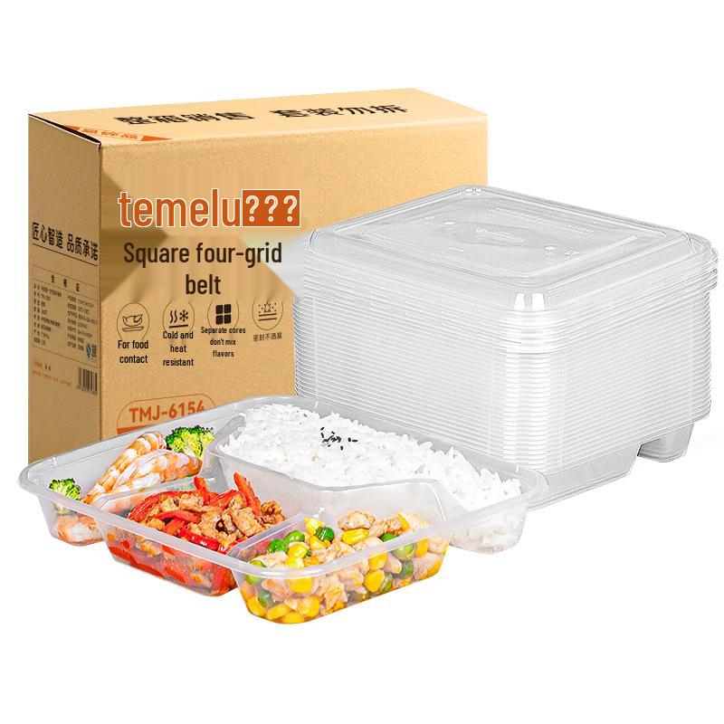 Temeiju Disposable Compartmented Meal Prep Containers with Lids