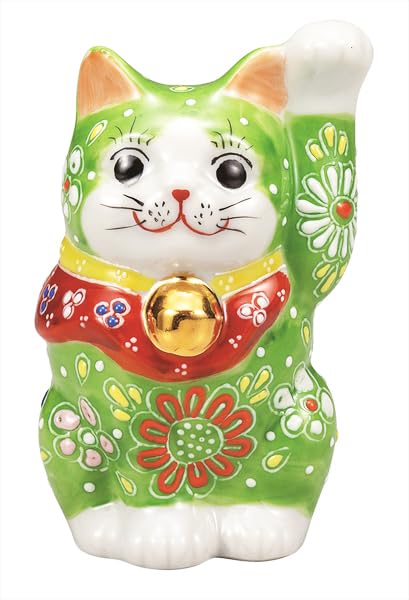 

Kutani ware Iwataya size beckoning cat with hiwamori 3.3 (firefly) K9-1563