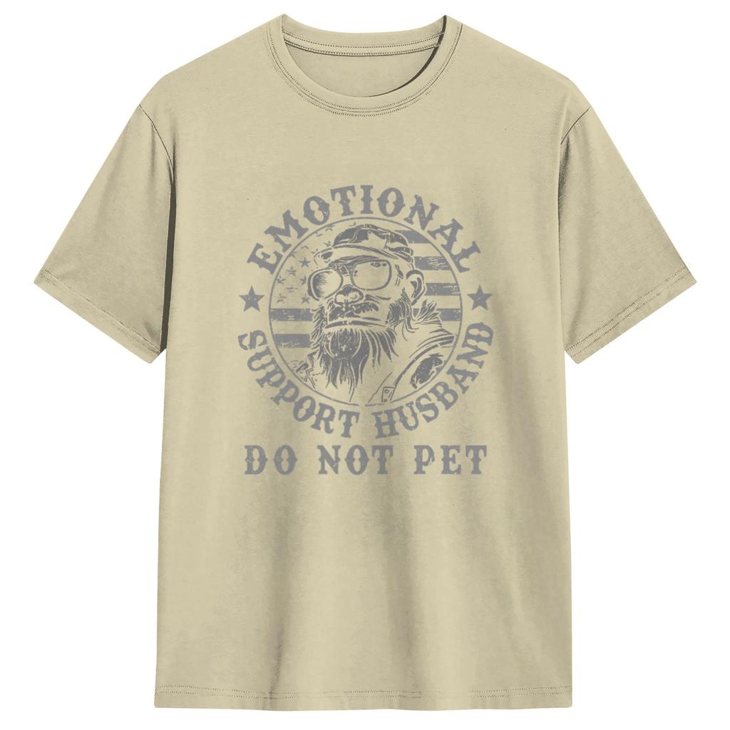 Emotional Support Husband Do Not Pet Funny Monkey TShirt Cool TShirts Short Sleeve Tops Beach Cotton Plus Size Top Tees