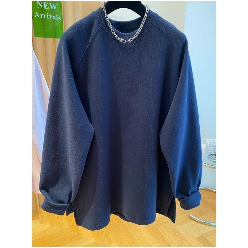 Solid Color Sweatshirt for Women Autumn and Winter Design Round Neck Loose Niche Versatile Top