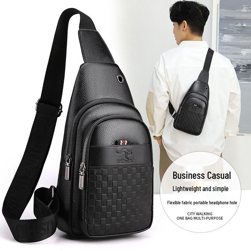 Men's Korean Style Casual Chest Crossbody Bag - Small PU Shoulder Travel Backpack