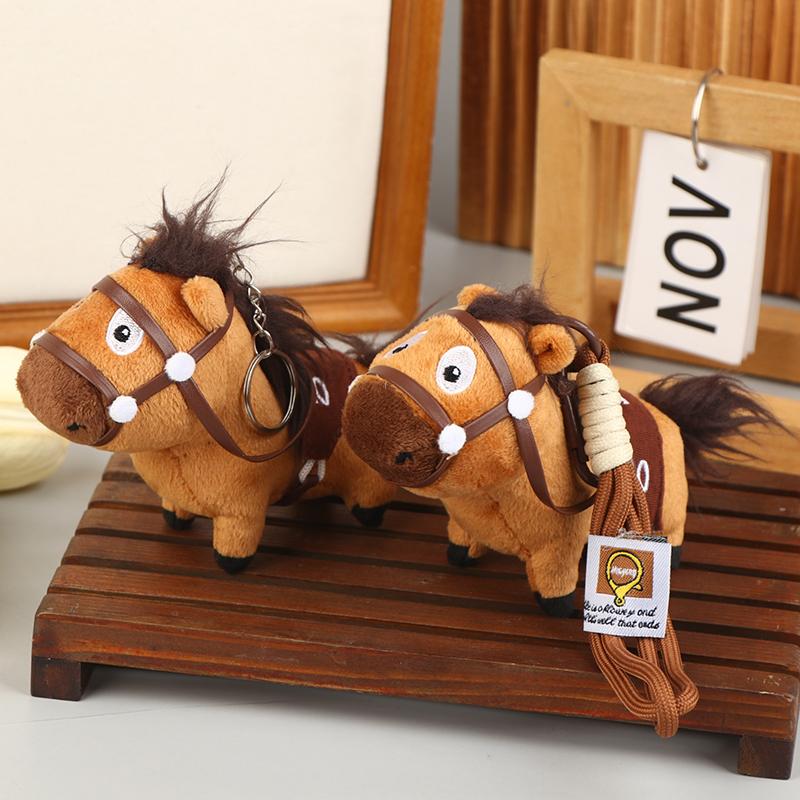 Plush Pony Keychain Pendants Cute Lucky Cotton Dolls School Bag Hanging Soft Filling Toys Year Of The Horse Gifts