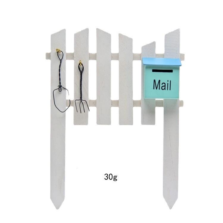 Fresh Small Resin Mailbox Fence Micro Landscape Decor For Gift And Scene Party