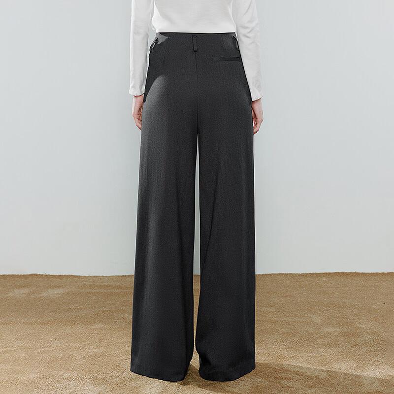 Women's Wool Blend Relaxed Wide-Leg Trousers