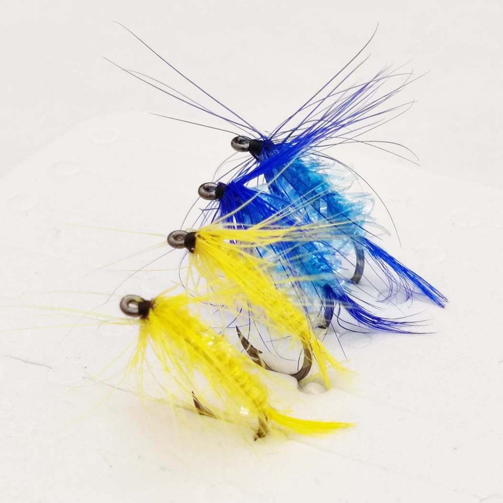 Trockenfliegen Angelköder-6/10Stk.-Blau&Gelb Maifliege Trockenfliegen Kristallfaden Seidenkörper Köder Größen#10 Für Forelle/Barsch/Karpfen usw. im Süßwasser oder Salzwasser.