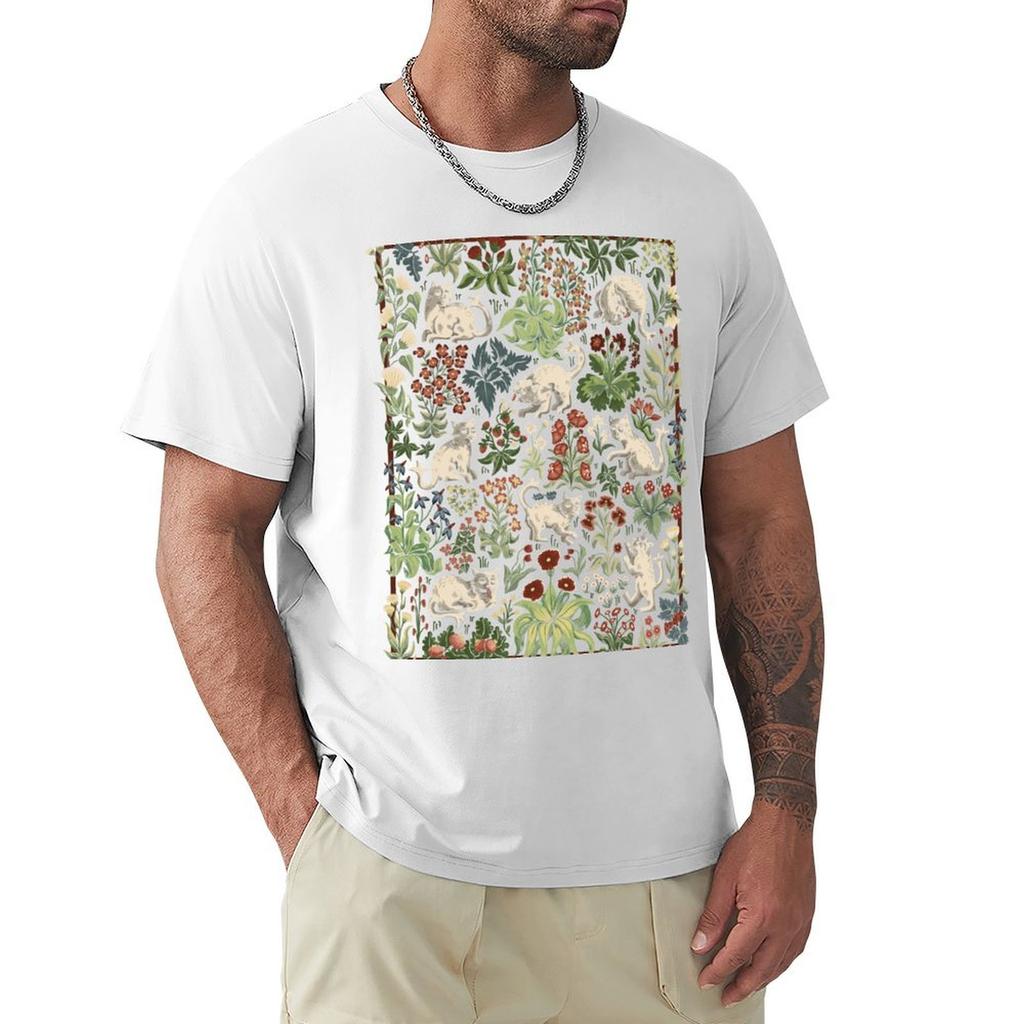 Ugly Medieval Cats Millefleur Tshirt Urban Style Print Tshirt