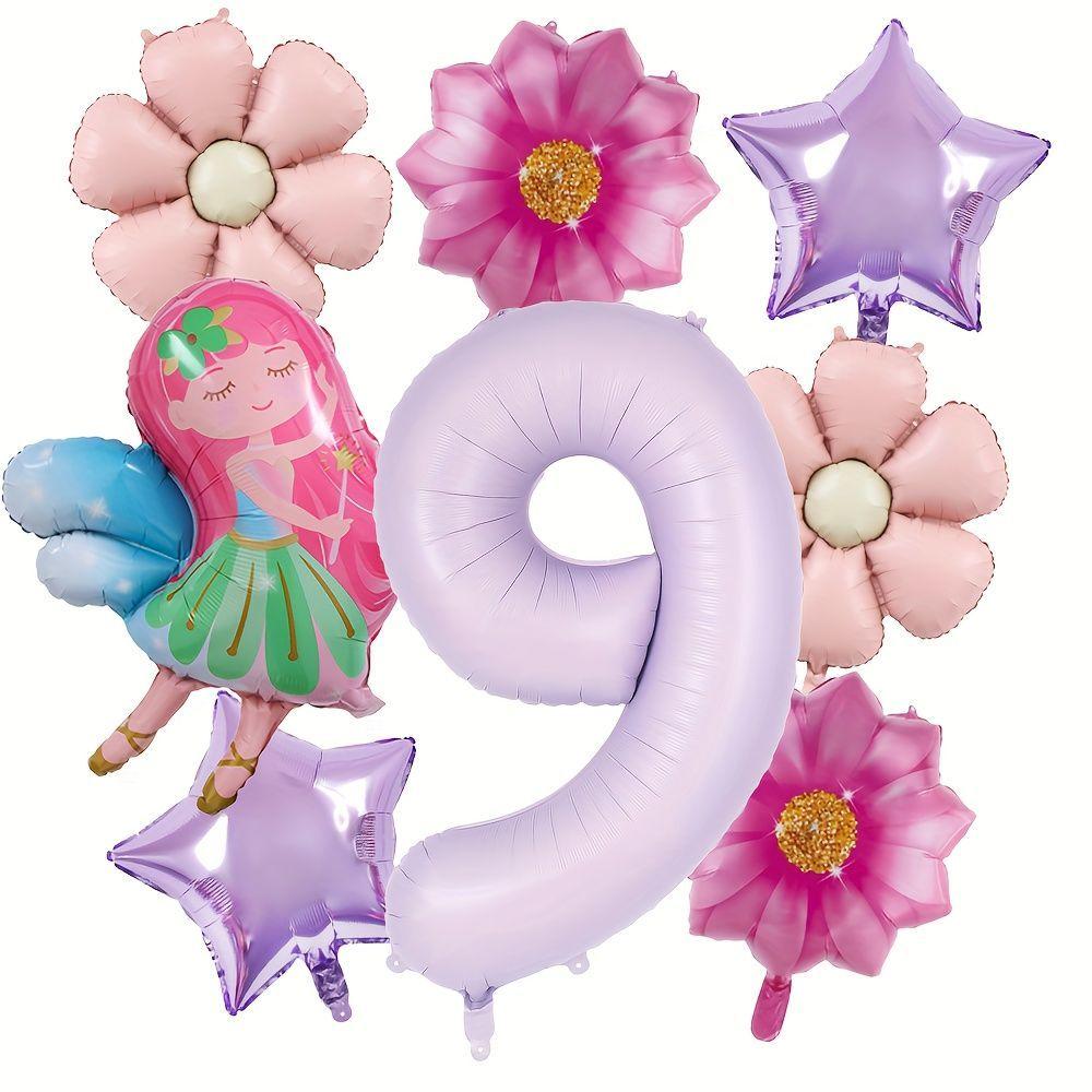 

Fairy Purple Digital Balloon Set for Children s Birthday Party Decoration Fairy Number 9