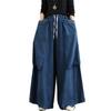 DIMANAF 2025 Autumn Winter Plus Size Jeans Women Clothing Blue Fashion Lady Loose Long Pants Big Pockets