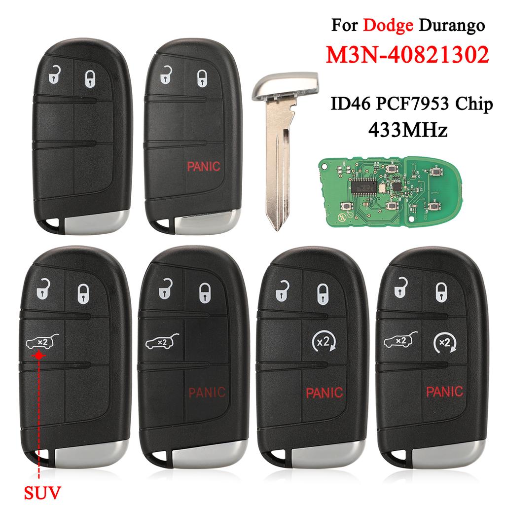 Jingyuqin M3N-40821302 Smart Card Remote Control Key 433MHz for Dodge Durango 2015-2022 Fob ID46 PCF7953 Chip 2/3/4/5 Buttons