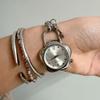 Vintage Floral Keychain With Small Clock Elegant Alloy Keyring For Women Men Unisex Gift Accessory