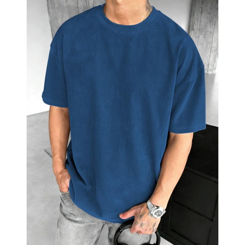 Neues einfarbiges lässiges trendiges Rundhals-Kurzarm-Herren-T-Shirt