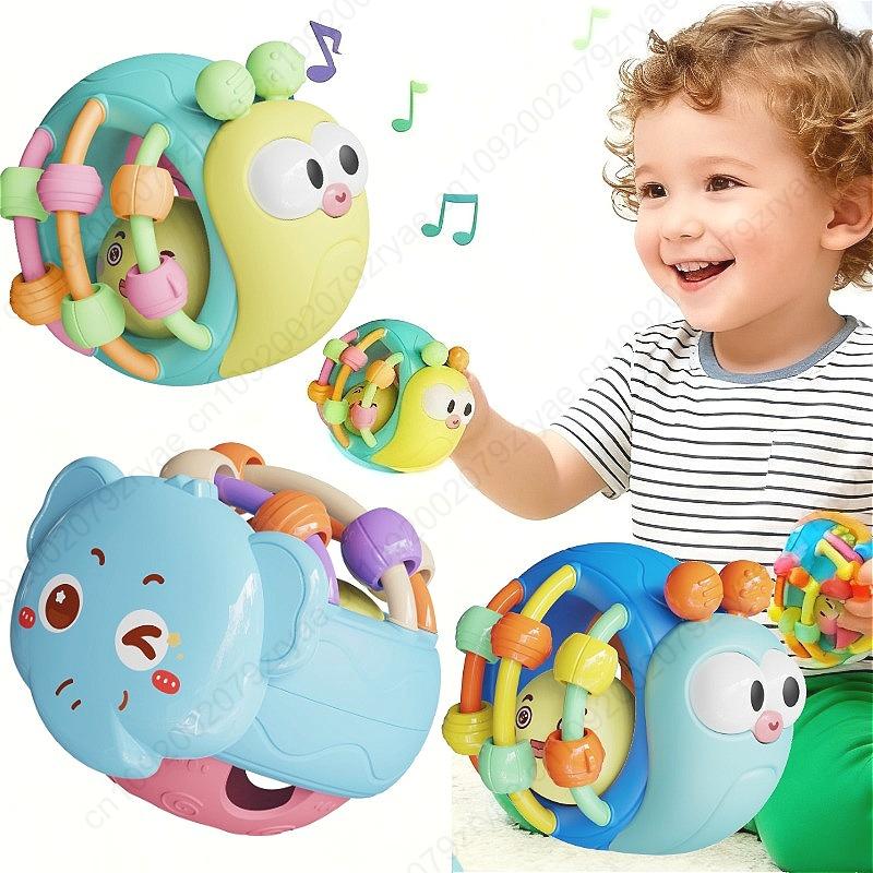 Non-Toxic Cute Hand-Held Snail Baby Rattle Early Education Puzzle Toy Plastic Ball Birthday Christmas Gift For Infants