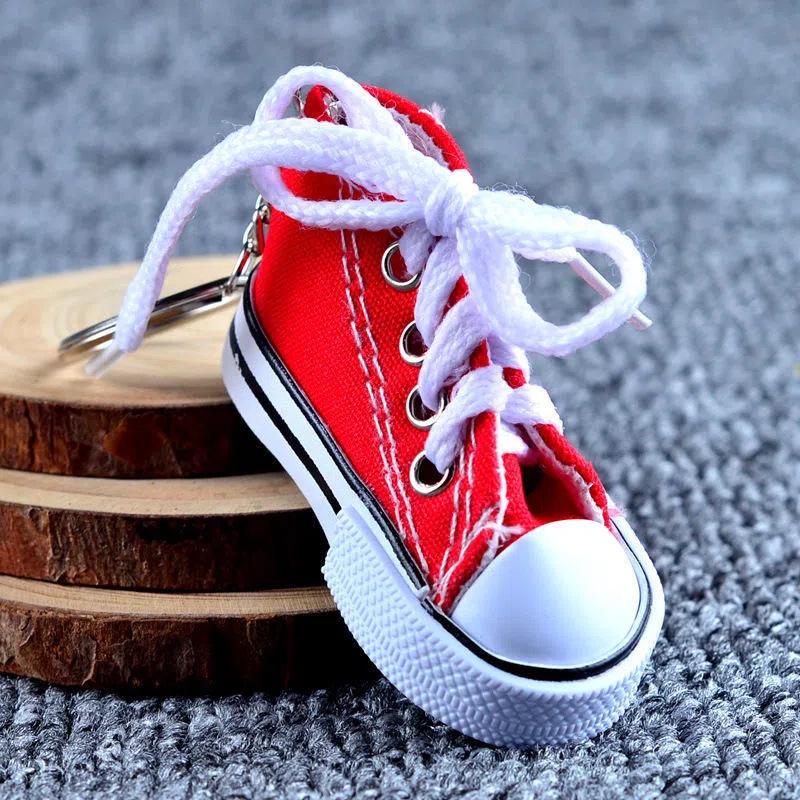 "Mini Creative Canvas Shoe Keychain - Stylish Car Key Ring, Schoolbag Pendant for Students & Couples"