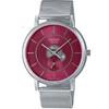 Analog Watch, Metallic Silver/Red, Bracelet