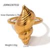 Uworld Stainless Steel Ring 18K Gold Color Handcrafted Spiral Shell Design And Textured Details Waterproof  Minimalist Jewelry