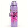 1PC Grammy Bow Heart Art 750ml Color Plastic Sports Water Bottle Leakproof Flip Straw Lid Suitable for Sports Office Home Use