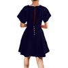 Women's Casual Fashion A-line Skirt Square Tie Button Color Dress