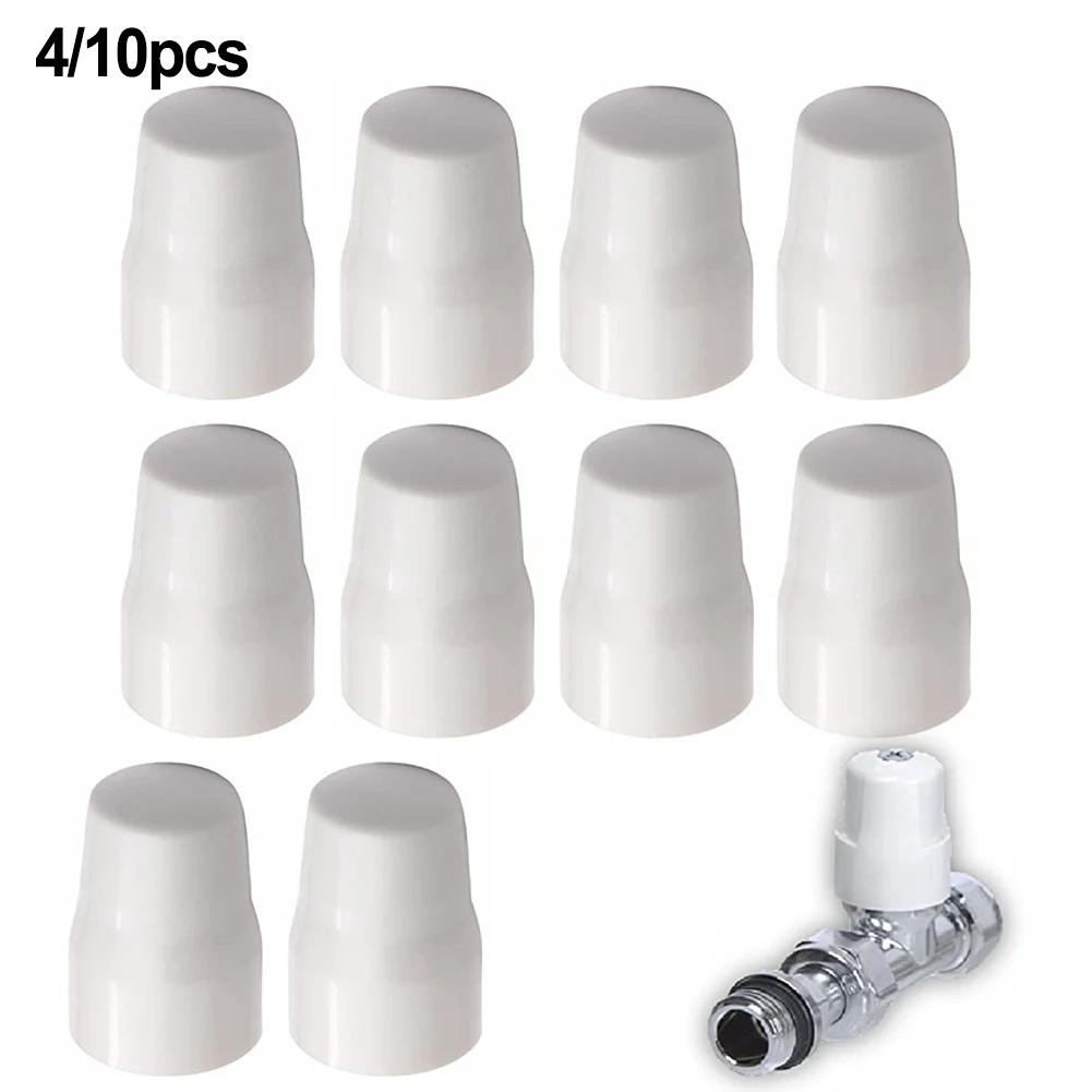 4-10pc Radiator Valve Cap Easy Push-Fit Replacement Valve Cover White ABS Plastic Long-lasting Performance Home Improvement