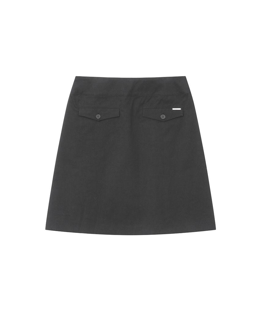 Miseki Seoul Accordion Side Pleats Midi Skirt Charcoal