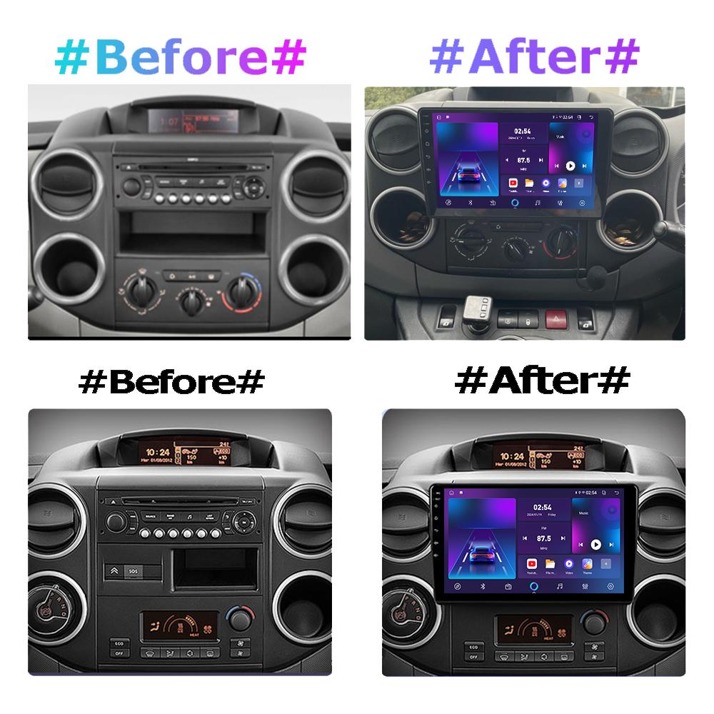 Autorádio Android pro Citroen Berlingo 2 B9 2008-2019 Multimediální přehrávač Hlavní jednotka Stereo GPS Navigace BT WIFI 1+16GB