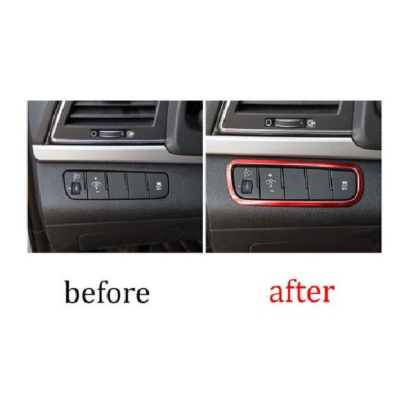 Fit For Hyundai Elantra 2017- Titanium Red Headlight Button Frame Cover Trim
