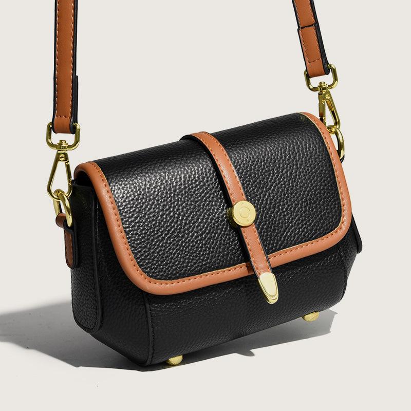 Leather High-End Women'S Bag Trendy Fashion Shoulder Messenger Bag First Layer Cowhide Small Square Bag