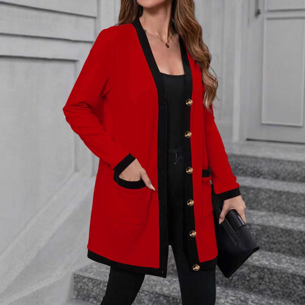 2025 Women's Fashion Color Block Patchwork Single-Breasted Top