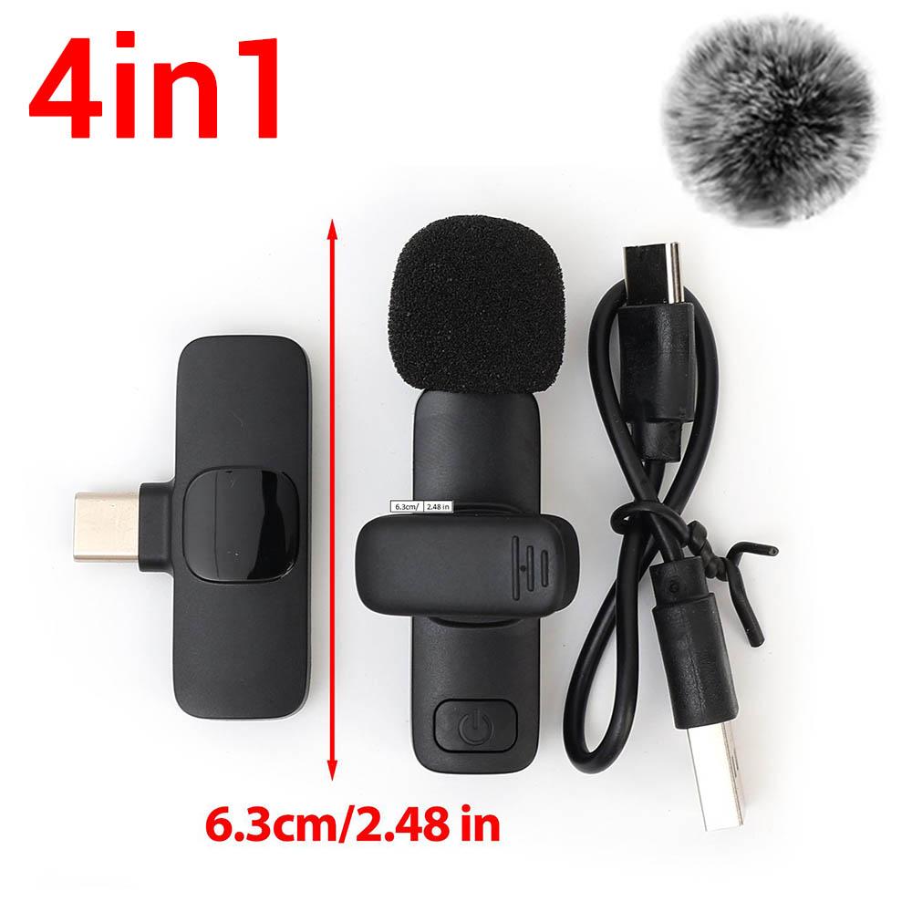 6in1 Portable Wireless Lavalier Microphone 1-to-2 Mini Audio Video Recording Type-C Mic for IPhone Android Live Broadcast GamingGood Product