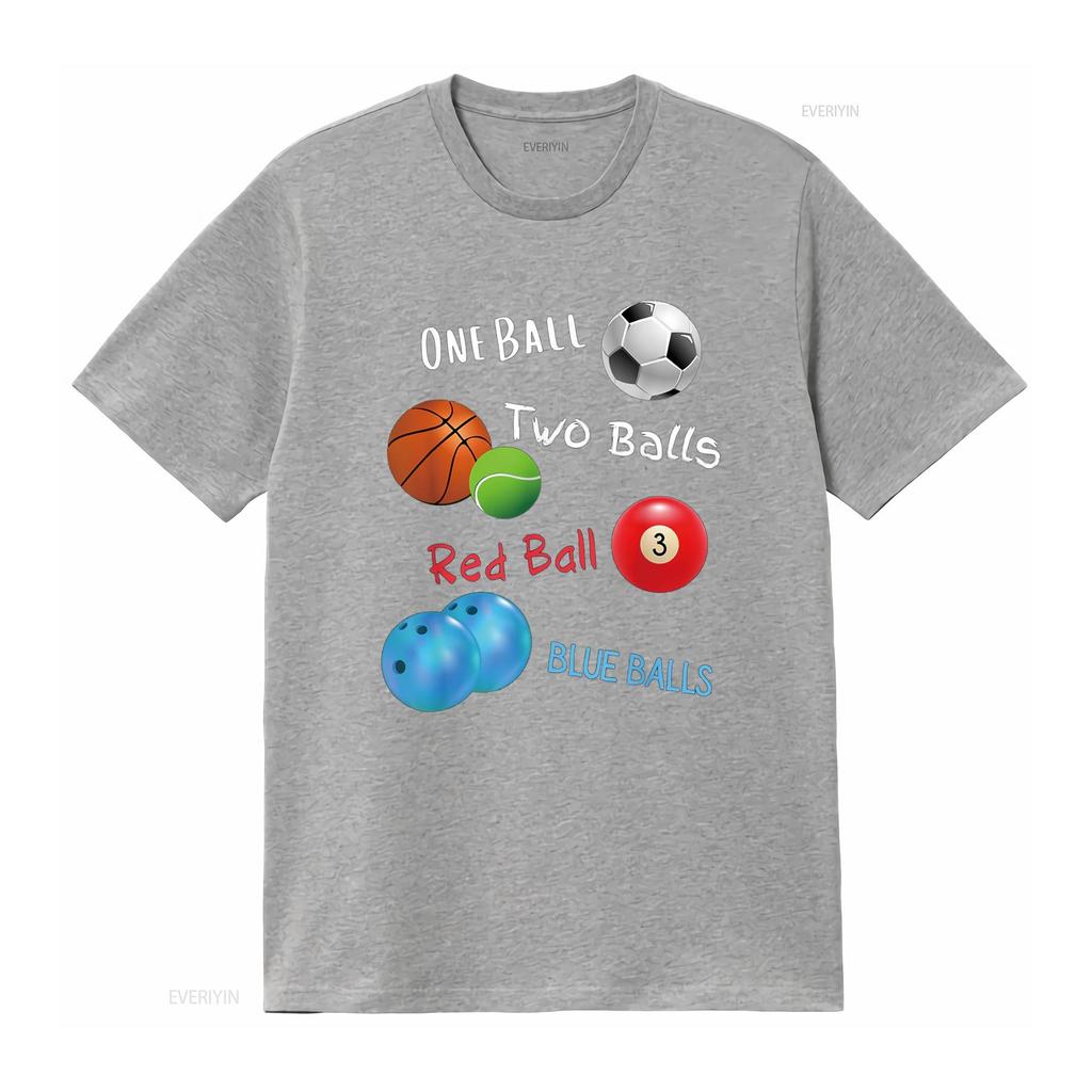 One ball two balls red blue funny sports tee T Shirt vintage Washed Breathable Top For Everyday Wear graphic Unisex streetwear